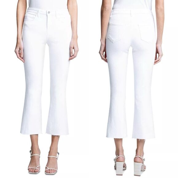 L'Agence Kendra High-Rise Crop Flare Jeans White, NWT, Size 28 - Picture 4 of 9